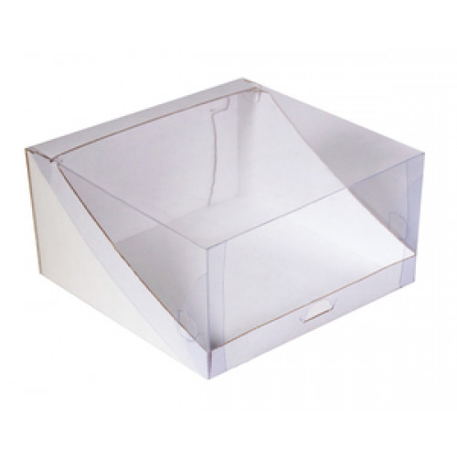 Коробка для торта 22 см*22 см*10 см с пластиковой крышкой (КТ100)